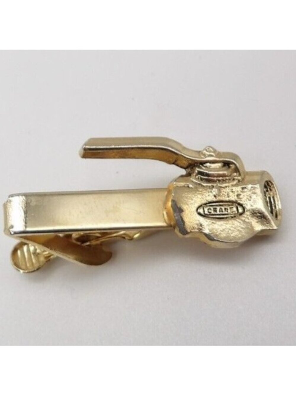 Vintage Gold Tone Crane Ball Valve Tie Bar Clasp Employee Recognition Award